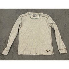 Diesel Co Mens V-Neck Waffle Knit Thermal Long Sleeve Shirt Gray Cotton L