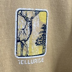 ComfortWash Telluride Graphic Tee Large Sand Beige 100% Cotton Elk Print Casual