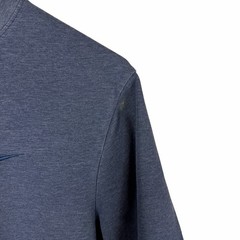 Mens Y2K Nike Embroidered Micro Swoosh Essential Stretch Blue Shirt Size L