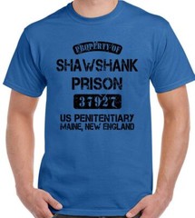 Shawshank Redemption T-Shirt Property Of Prison Mens Funny Movie Stag Doo Do