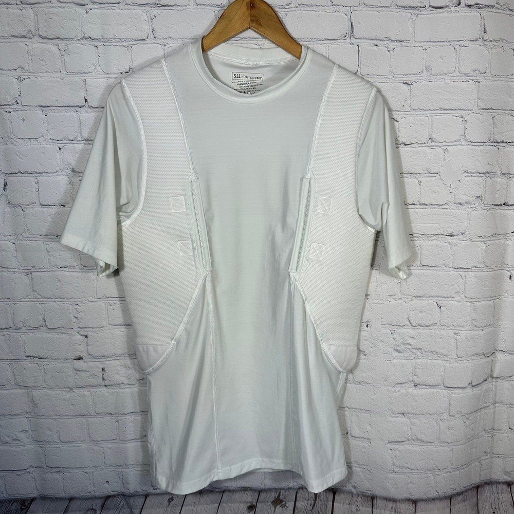 5.11 Tactical Series Mens Holster Shirt White XL Short Sleeve Compression 40114