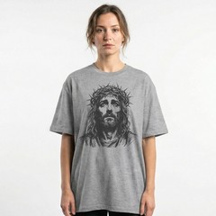 Jesus Christ Crown Thorns Christian Faith Religious T-Shirt Cross Gift Tee