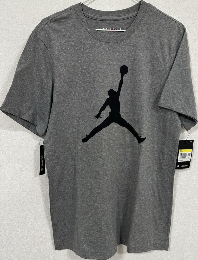 Jordan Jumpman Graphic Logo Men’s Short Sleeve T-Shirt Gray Crew Neck S