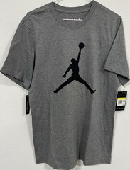 Jordan Jumpman Graphic Logo Men’s Short Sleeve T-Shirt Gray Crew Neck S