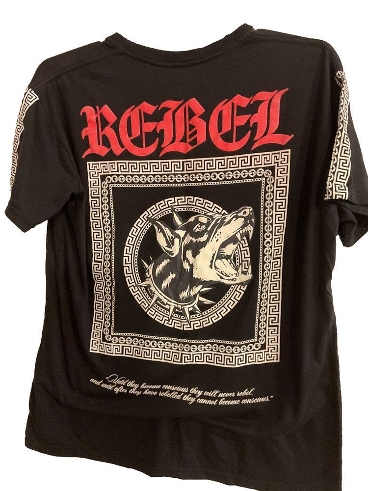 REBEL PUNK ROCK GOTHIC Tshirt HIP HOP VINTAGE DOBERMAN DOG PRINT XL48” Chest 28”