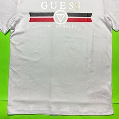 GUESS Los Angeles Men’s Short Sleeve T-Shirt MEDIUM White w/Black, Red, Gold NEW