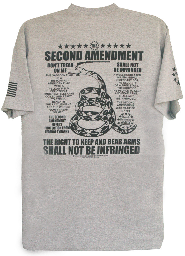 Second Amendment Militia Gadsden Flag Right To Bear Arms T-Shirt Liberty Freedom