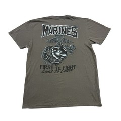 United States Marines Shirt Mens Large L Gray First To Fight Military