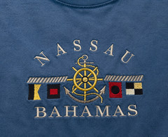 Nassau Bahamas Embroidered T Shirt 3XL Blue Nautical Cruise Resort Tee