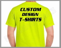 HI-VISIBILITY T-SHIRT SAFETY YELLOW CUSTOM DESIGN/TEXT FRONT&BACK BLACK DESIGN