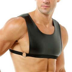 Men Sexy Faux Leather Crop Tops Body Chest Harness Belt Elastic Undershirts Vest