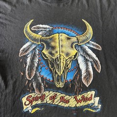 Vintage Fashion Victim Shirt Mens XL Black Spirit Of The Wind Western Skull 90s