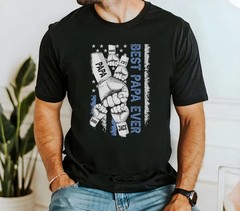 Personalized Dad Fist Bump Shirt with Kids Names, USA Flag Gift