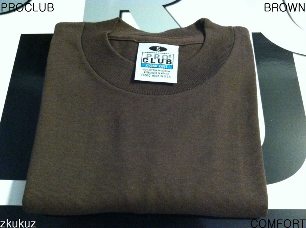 1 NEW PROCLUB COMFORT PLAIN T-SHIRT BLANK BROWN TEE PRO CLUB S-3XL 1PC