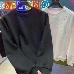 Men Fashion Luxury Trend Star Drills Rhinestone Diamond Black Streetwear T-Shirt
