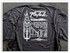 Dassault Rafale Fighter Jet T-Shirt – Embroidered Badge & Jet Views Back Print