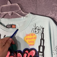 HUGE Fashion Exchange Men’s 2XL Aqua Graffiti King Savage Graphic T-Shirt Cotton