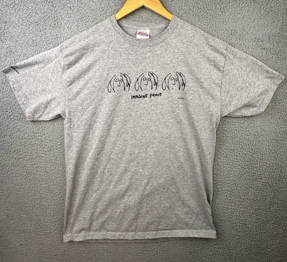 VTG 90s John Lennon The Beatles Caricature Yoko Ono Imagine Peace T Shirt Large