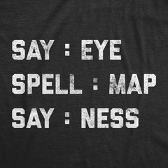 Mens Intelligence Test Say Eye Spell Map Say Ness T Shirt Funny Hidden Message