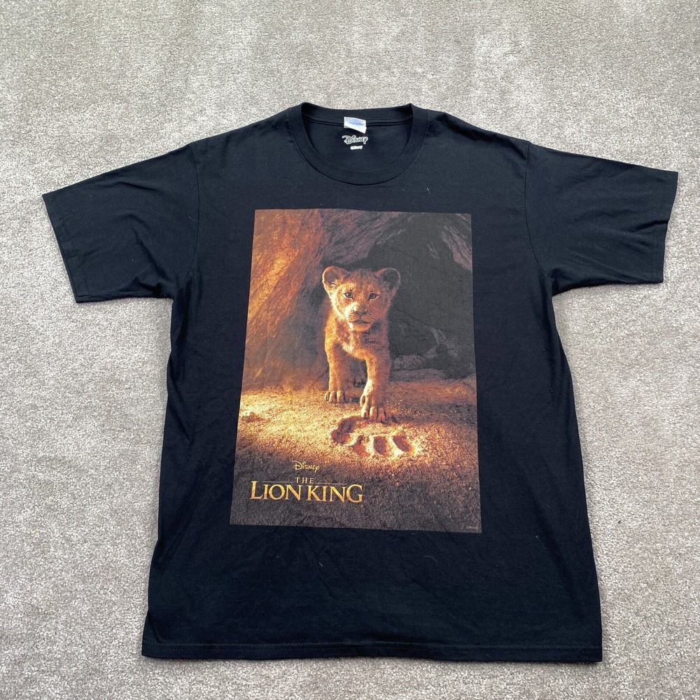 Disney Lion King Simba Live Action Graphic Adult T-Shirt Size L Black Cotton