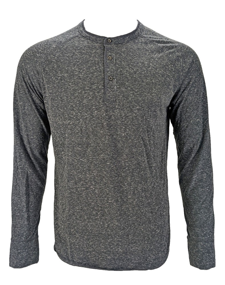 Benson Men’s Grey Melange Soft Feel Long Sleeve Henley Shirt VTB02 Size L NWT