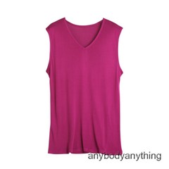 Men Silk Knitted Tank Top V Collar Sleeveless T-Shirt Breathable Undershirt Tops
