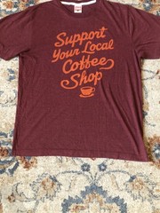 Homage Shirt Mens Large Maroon Support Your Local Coffee Shop Graphic Tee USA