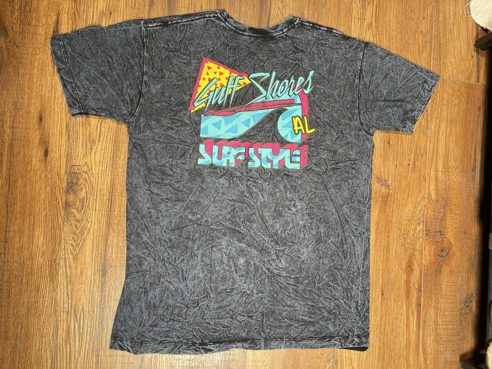 Surf Style Men’s Graphic T Shirt Tie Dye Acid Washed Navy Blue Gulf Shores AL