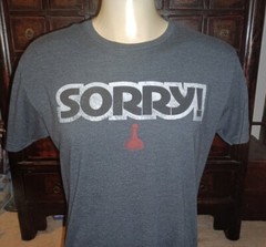 Sorry Shirt Large L Grey T-Shirt Boardgame Sorry Mattel Soft Material Slim Retro
