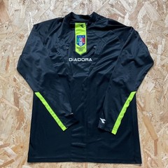 Vintage Diadora Italy Football Shirt Referee Long Sleeve Jersey Black Medium