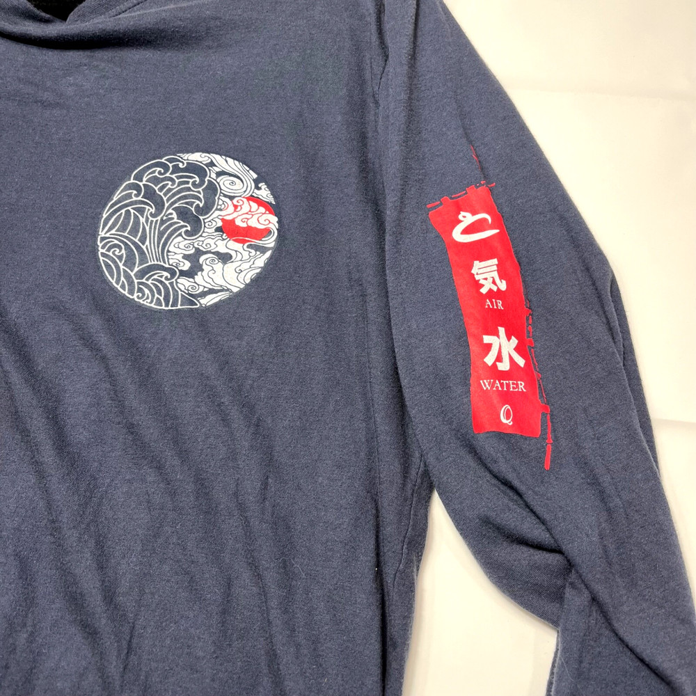 Carbon2Cobalt Mens Long Sleeve Blue T-Shirt Sz M Japanese Fire/Earth Design Soft