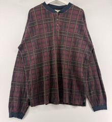 Vintage Northwest Territory Men’s Waffle Knit Henley Shirt Red XL