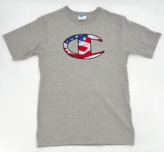 Champion Shirt Men Teens Medium Gray Short Sleeve Pull on Logo