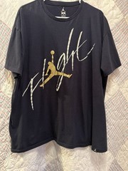 Nike Air Jordan Mens T-Shirt XL Black Gold Jumpman Gold Logo Short Sleeve Tee