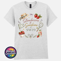 Summer Tennis T-Shirt Strawberries & Sunshine In SW19 Tee Gift Unisex S-2XL