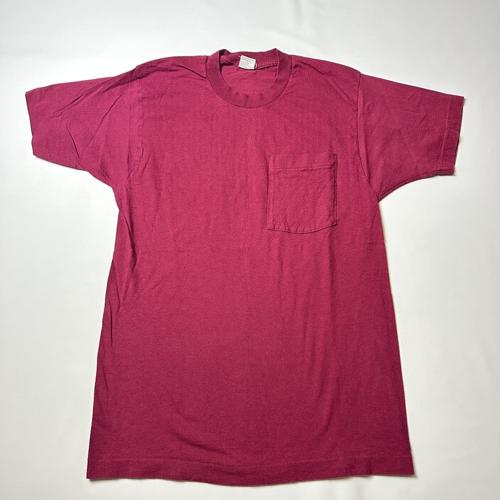 VTG BVD Shirt Mens Large Maroon Pocket Crewneck USA Single Stitch Selvedge