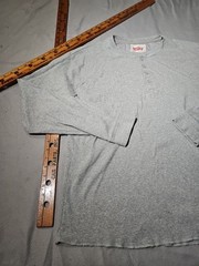 Levis Shirt Mens Large Gray Henley Button Preppy Pullover Casual Long Sleeve Tee