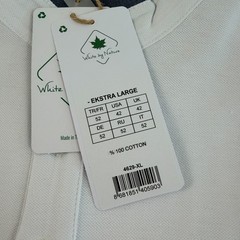 White by Nature Men 100% Cotton Short Sleeve High Neck T-Shirt White Size XL NWT