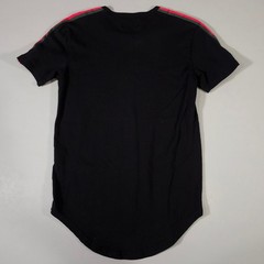 Saint Morta T-Shirt Mens Medium Black Red Green Stripe Longline Curved Hem Tee