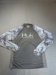 Huk Performance Fishing Offshore Camo Long Sleeve Shirt Mens Medium Stretch