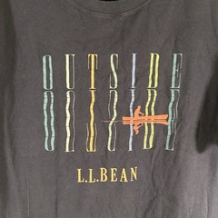 LL Bean Shirt Mens Medium Tall Black Short Sleeve Crew Neck Outdoor Print Cotton