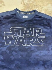 Mens Short Sleeve T-Shirt STAR WARS On Front Blue Camo Licensed Mad Engine EUC