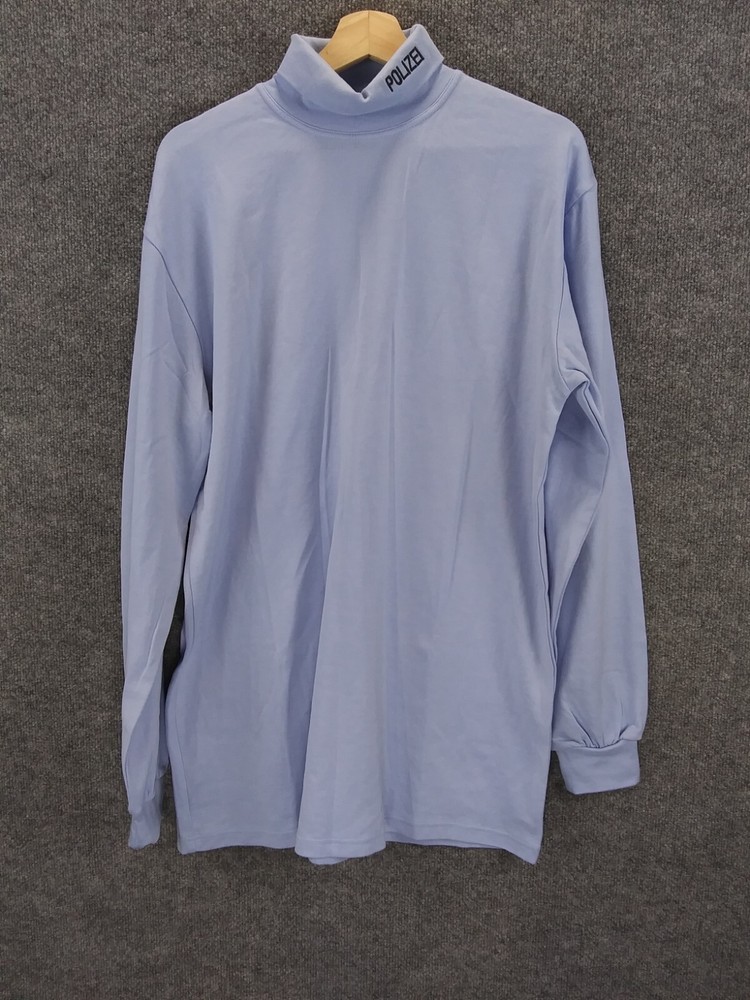 Unbranded T-Shirt Mens Large Blue Turtleneck Long Sleeve Cotton Polyamide