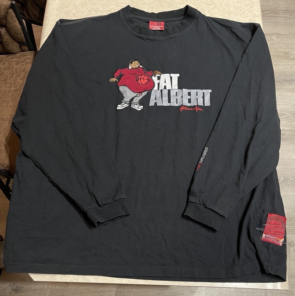 Vintage Platinum Fubu Fat Albert Long Sleeve T-Shirt Mens Sz 3XL Black Y2K