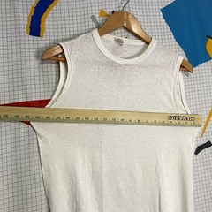Vintage 40s White Tshirt Paper Thin Medium Sleeveless 50s Rockabilly Champknit