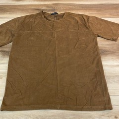 Zara Man Faux Suede T-Shirt Brown Panelled Short Sleeve Crew Neck Mens Medium