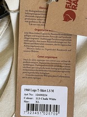 Fjallraven NWT Men’s Size XL Chalk White 1960 Logo Long Sleeve Shirt