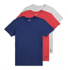 Polo Ralph Lauren Men’s Blue-Red-Gray Slim Fit Crew-Neck 3 Pack T-Shirts