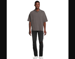 Men’s No Boundaries Oversize French Terry Polo Shirt XLARGE Charcoal Sky NEW