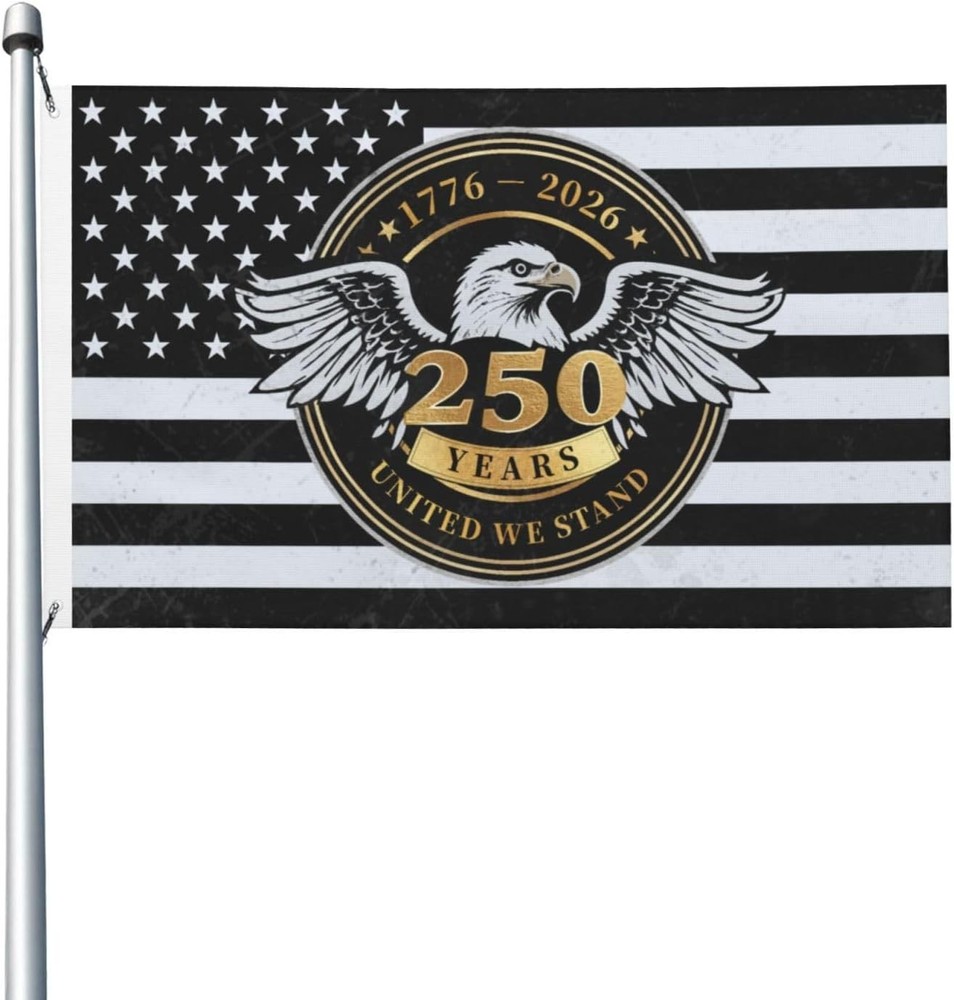 250th Anniversary American Flag 3×5 Ft (1776-2026), Black and White USA Flag wit